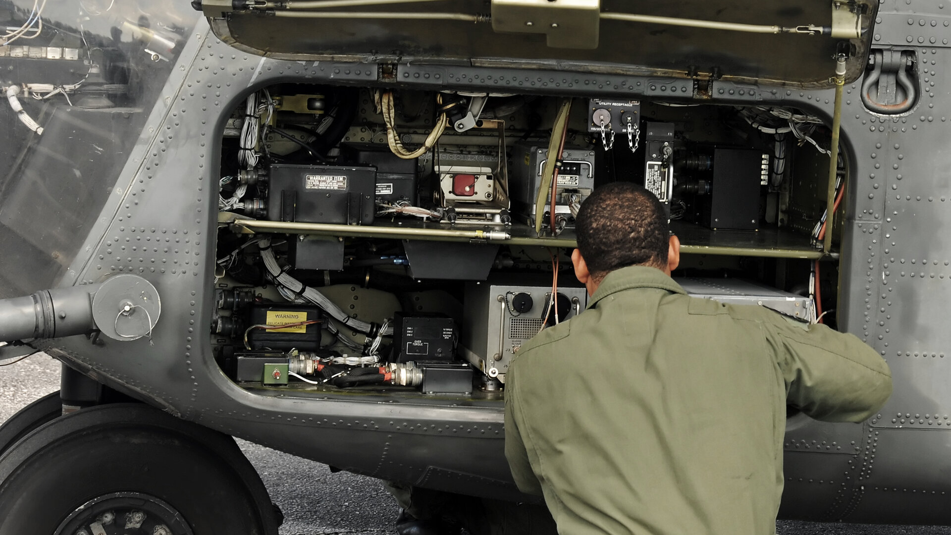 person working on a plane